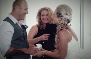 Bride and groom laughing together when saying vows with Lynette Maguire marriage celebrant